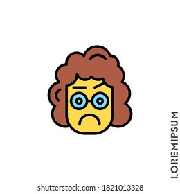  Emoji logo illustration. Pixel vector Confused 