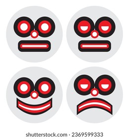 emoji logo style with all type of face look red and bleck color