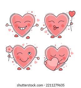 Emoji in love. Happy facial expressions. Emoticons isolated on white background for design of greeting cards, invitations, posters, brochures, banners, wallpapers, packaging