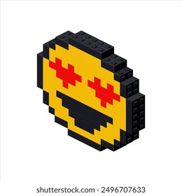 Emoji in love in isometry on a white background. Vector