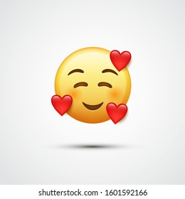 Emoji In Love. Valentines Day Emoji. Heart Love Emoticon. Isolated. Vector