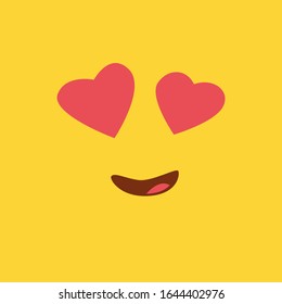Emoji in love in yellow background. Flat style