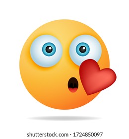 Emoji in love - yellow face with expression in love. the concept of emoticons. vector illustration