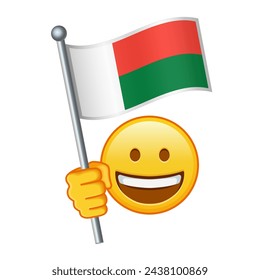 Emoji with Madagascar flag Large size of yellow emoji smile