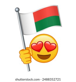 Emoji with Madagascar flag Large size of yellow emoji smile
