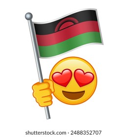 Emoji with Malawi flag Large size of yellow emoji smile