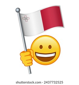 Emoji with Malta flag Large size of yellow emoji smile