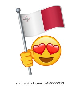 Emoji with Malta flag Large size of yellow emoji smile