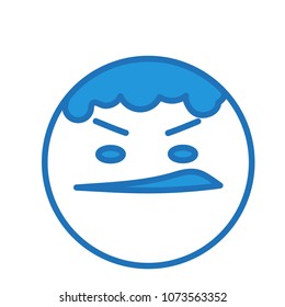 emoji with man in disdain showing his contempt & disgust with the left side of his upper lip lifted up, simple hand drawn emoticon, ball or circle shaped face, simplistic facial expression, eps 10