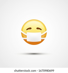 Emoji with medical mask. Virus. Medical mask emoji icon. Vector