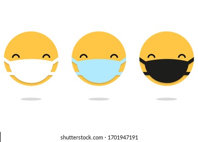 Emoji with medical mask. Virus. Vector  illustration in flat design