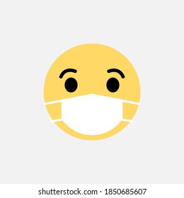 Emoji With Medical Mouth Surgical Mask . Emoticon Of Doctor, Nurse For Chat. Icon Of Infected Patient Outbreak Novel Coronavirus COVID-19. Virus Protection