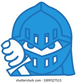 emoji with medieval knight in shining armor with helmet and shell drawing his sword at the opponent for a fight or duel, simple hand drawn emoticon, eps 10