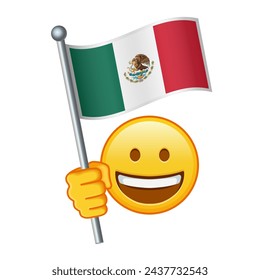 Emoji con la bandera de México Gran tamaño de la sonrisa de emoji amarillo