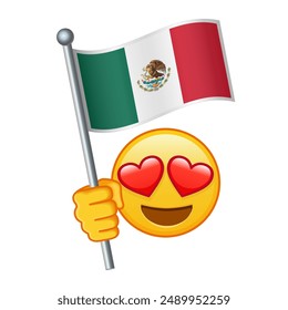 Emoji con la bandera de México Grande tamaño de la sonrisa de emoji amarillo