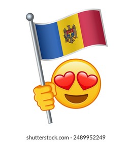 Emoji with Moldova flag Large size of yellow emoji smile