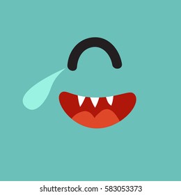 Emoji monster. Cute laughing cyclops vector illustration. Cartoon funny emoticon. Monster sticker, flat cartoon style
