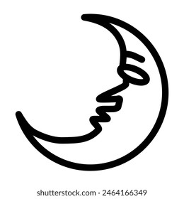 emoji moon Vector Line Icon Design