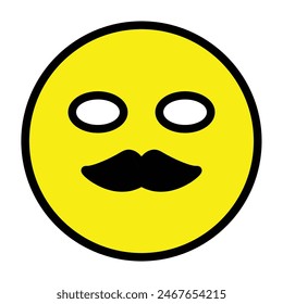 emoji Moustache Vector Line Filled Icon Design