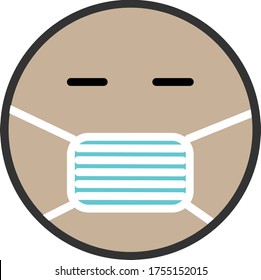 Emoji with mouth mask with closed eyes wearing a white surgical mask
