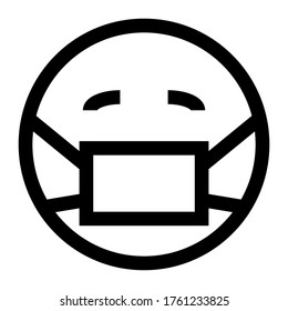 Emoji with mouth mask - face with closed eyes wearing a surgical mask. vector illustration