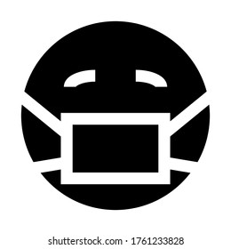 Emoji with mouth mask - face with closed eyes wearing a surgical mask. vector illustration