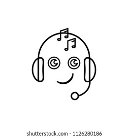 Emoji music icon on the white background