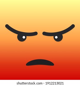 Emoji with negative, angry reaction for social network. Colored gradient background with sad emotion on it. Vector illustration 