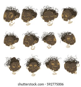 Emoji negros faces vector EPS 10