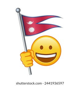 Emoji with Nepal flag Large size of yellow emoji smile
