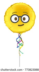 Emoji nerd-like face with glasses on Foil Balloon