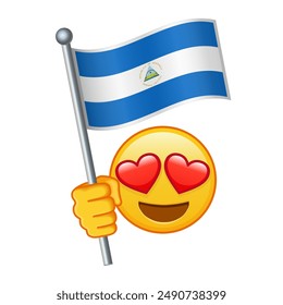 Emoji with Nicaragua flag Large size of yellow emoji smile