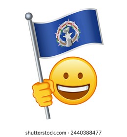 Emoji with Northern Mariana Islands flag Large size of yellow emoji smile