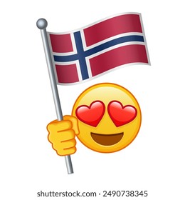 Emoji with Norway flag Large size of yellow emoji smile