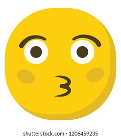 
Emoji with open eye and pouty lips, kiss emoji flat icon

