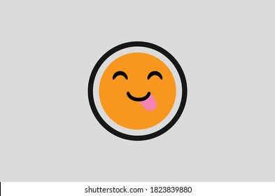 Emoji orange color with eyes closed. Vector and icon. 