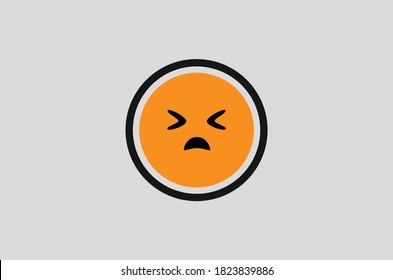 Emoji orange color with eyes closed. Vector and icon. 