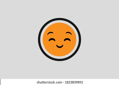 Emoji orange color with eyes closed. Vector and icon. 