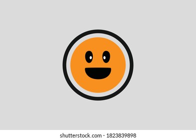 Emoji orange color with eyes closed. Vector and icon. 