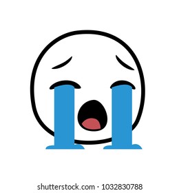 emoji outline crying. Isolated Vector Illustration. 