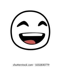 emoji outline with friendly face. Isolated Vector Illustration. 