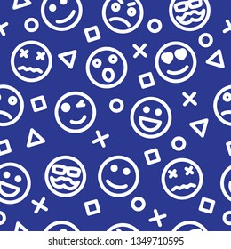 emoji outline seamless pattern, vector background
