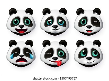 Pandas Emojis Bear Emoticons Vector Set Stock Vector (Royalty Free ...