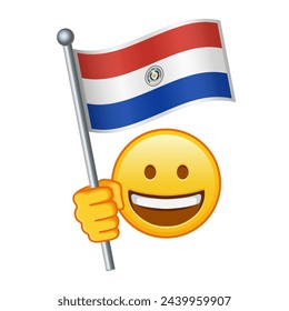Emoji with Paraguay flag Large size of yellow emoji smile