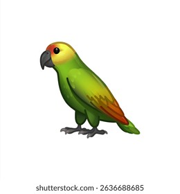 Emoji parrot icon, green parrot on white background