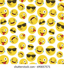 Emoji Pattern On White Background Stock Vector (Royalty Free) 690057571 ...