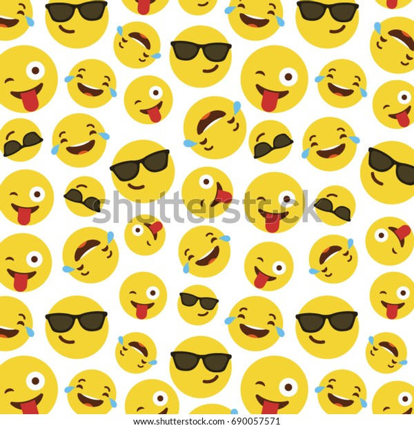 Emoji Pattern On White Background Stock Vector (Royalty Free) 690057571