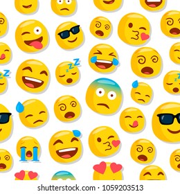 Emoji pattern in white background. Ready for printing on textile and other seamless design.