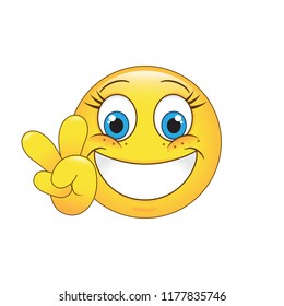 Emoji peace sign vector isolated on white background. Emoji peace sign for web site, app, ui and t shirt. Vector illustration, eps 10