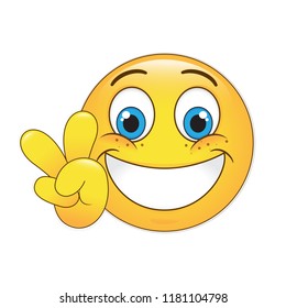 Emoji peace sign vector isolated on white background. Emoji peace sign for web site, app, ui and t shirt. Vector illustration, eps 10